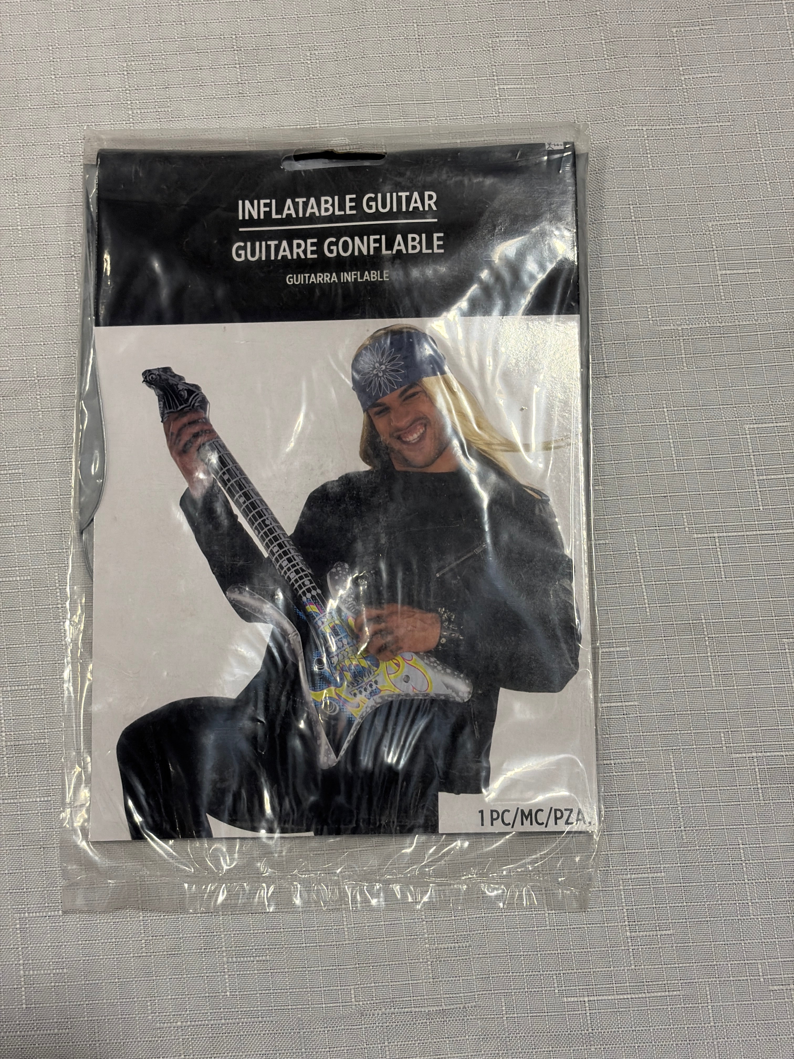 1980s Inflatable Flame Print Guitar Costume Accessory