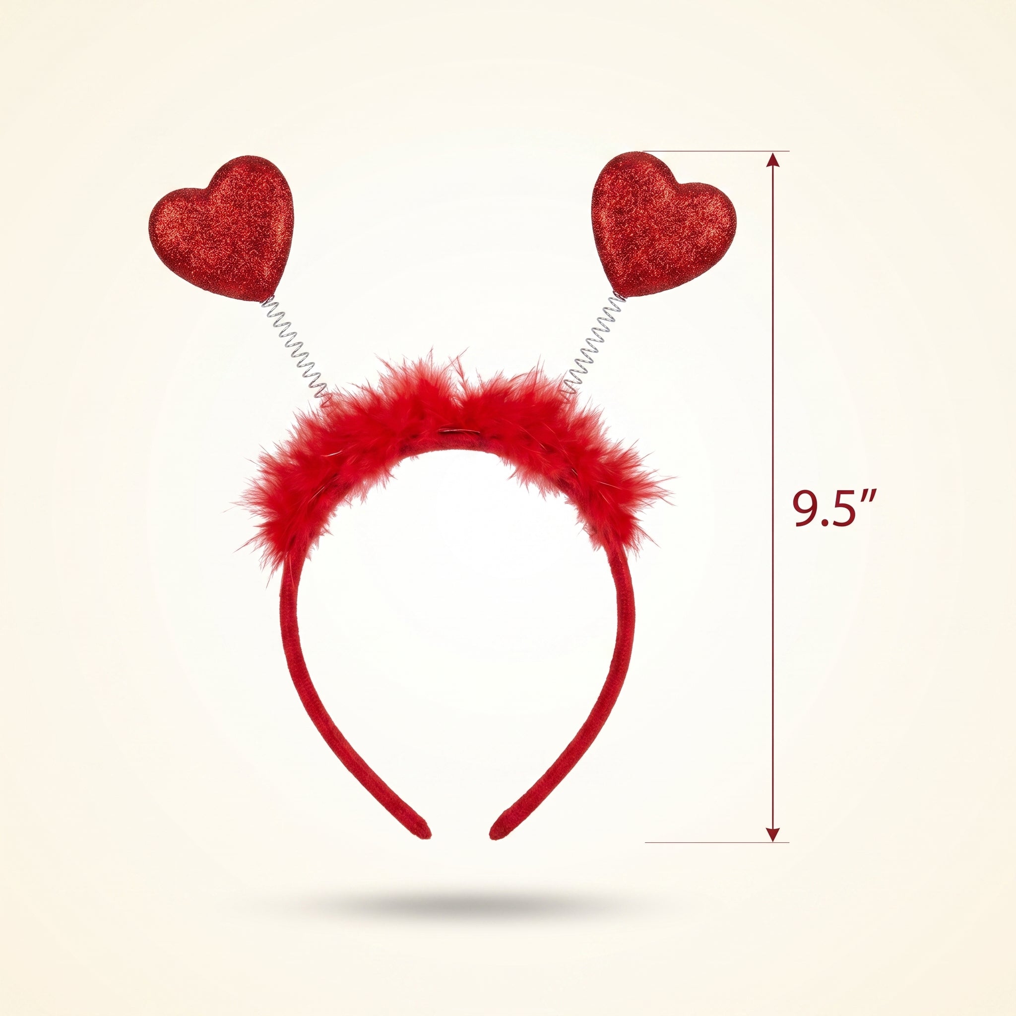 Valentine's Day Red Glitter Heart Head Bopper