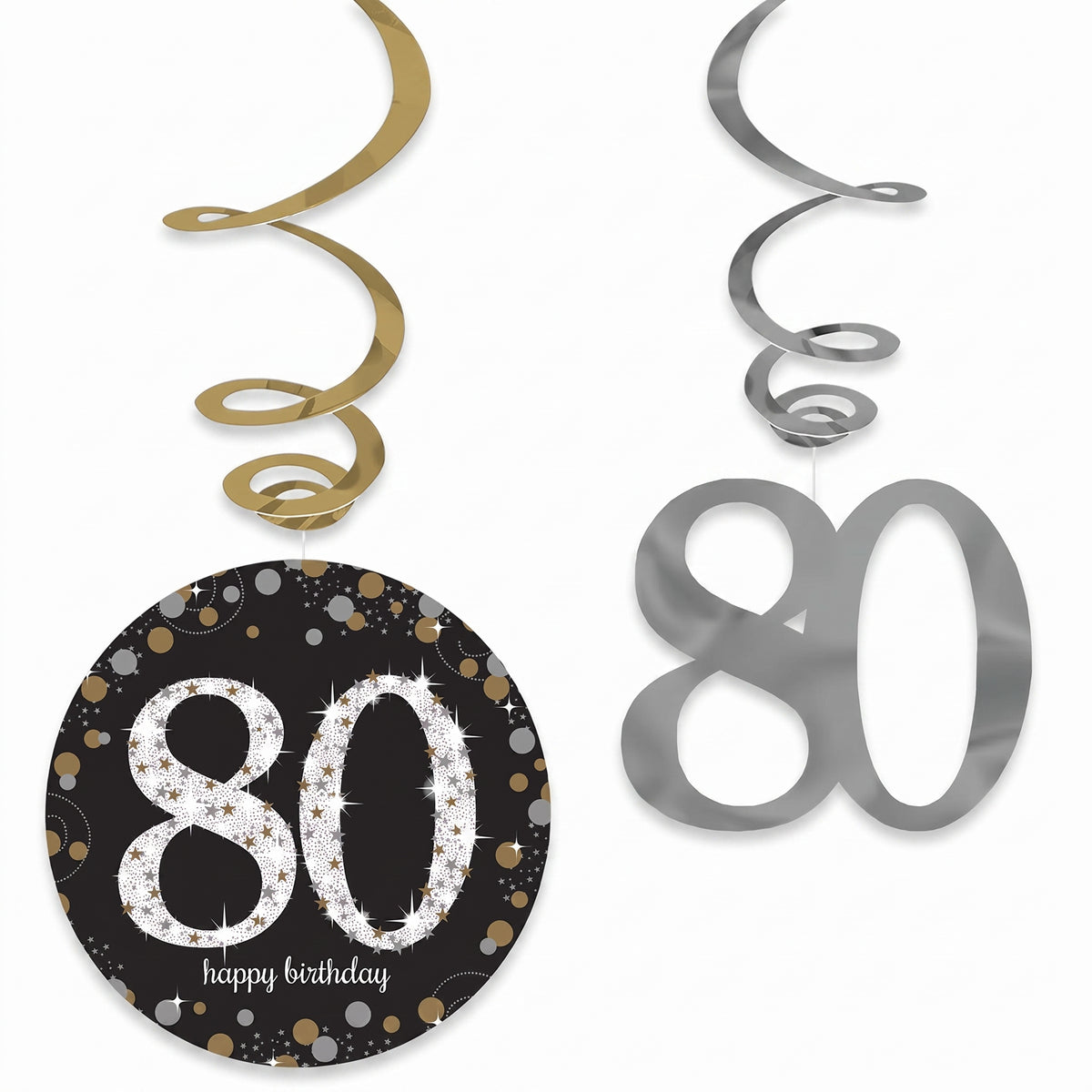 Sparkling Celebration 80th Birthday Swirl Hanging Decorations
