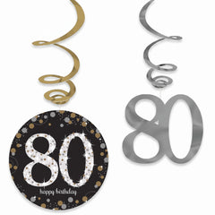 Sparkling Celebration 80th Birthday Swirl Hanging Decorations
