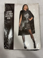 Women's Elegant Hooded Velvet Cape with Bow - Halloween Costume Accessory - Adult One Size