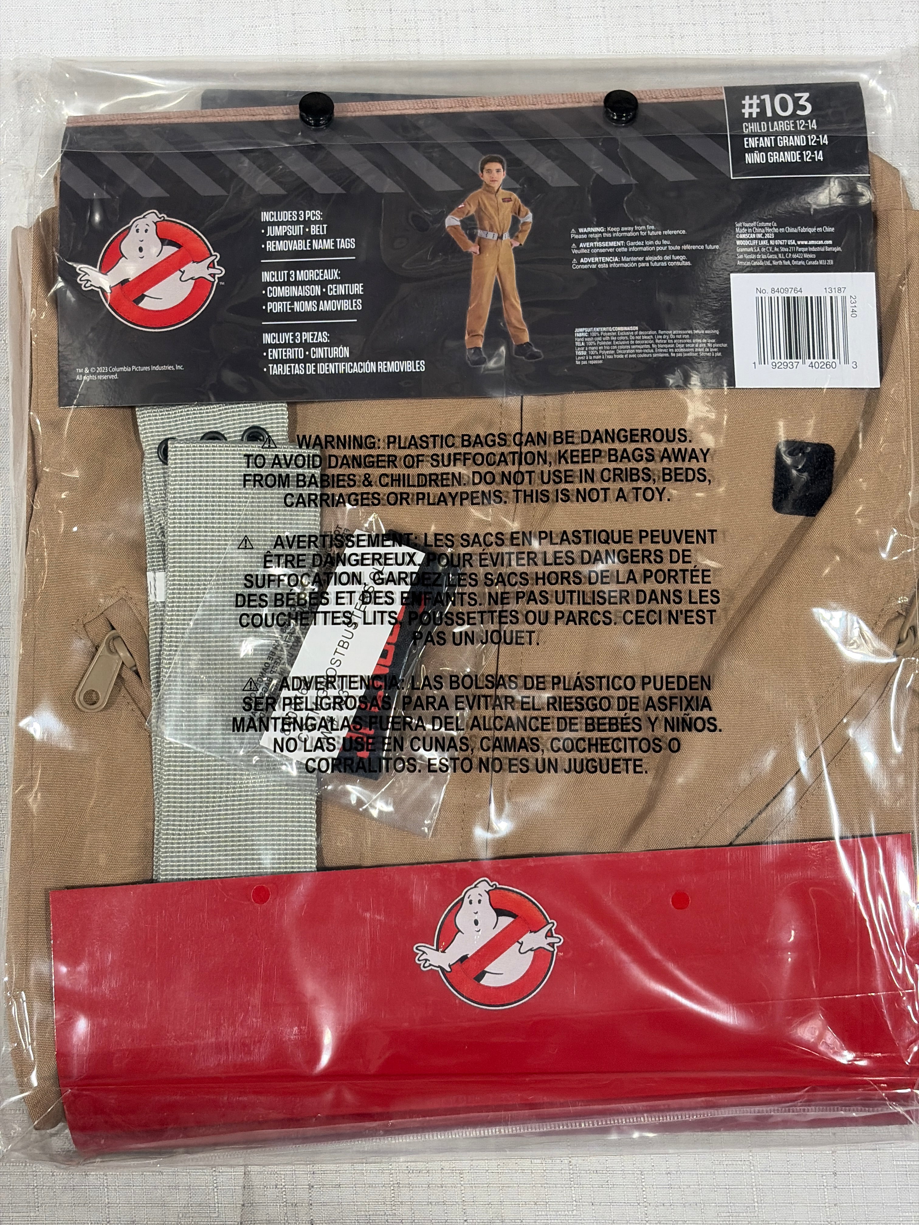 Kids' Ghostbusters Tan Jumpsuit Costume - Child L (12-14)
