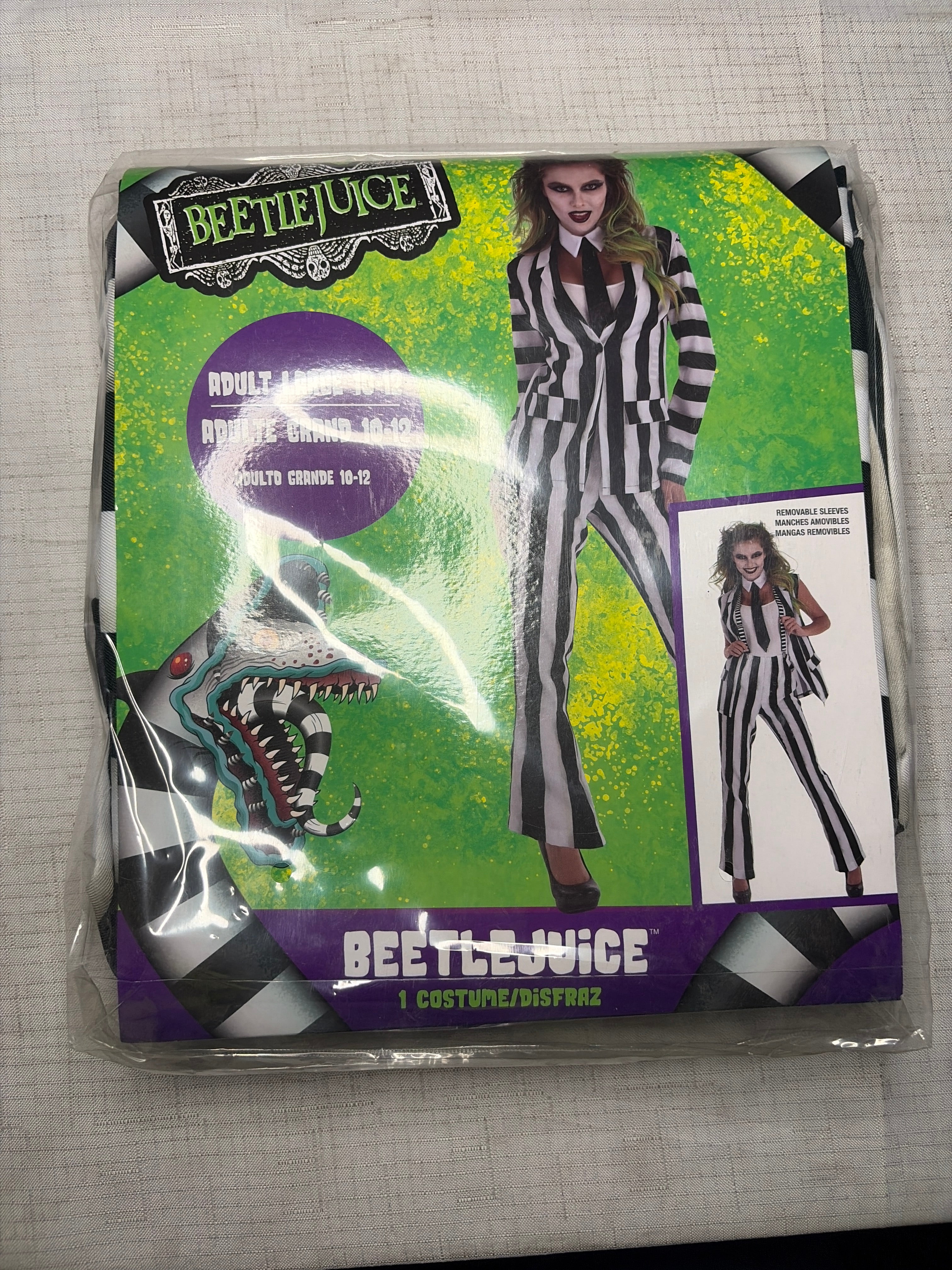 Women's Beetlejuice Striped Costume - Adult L