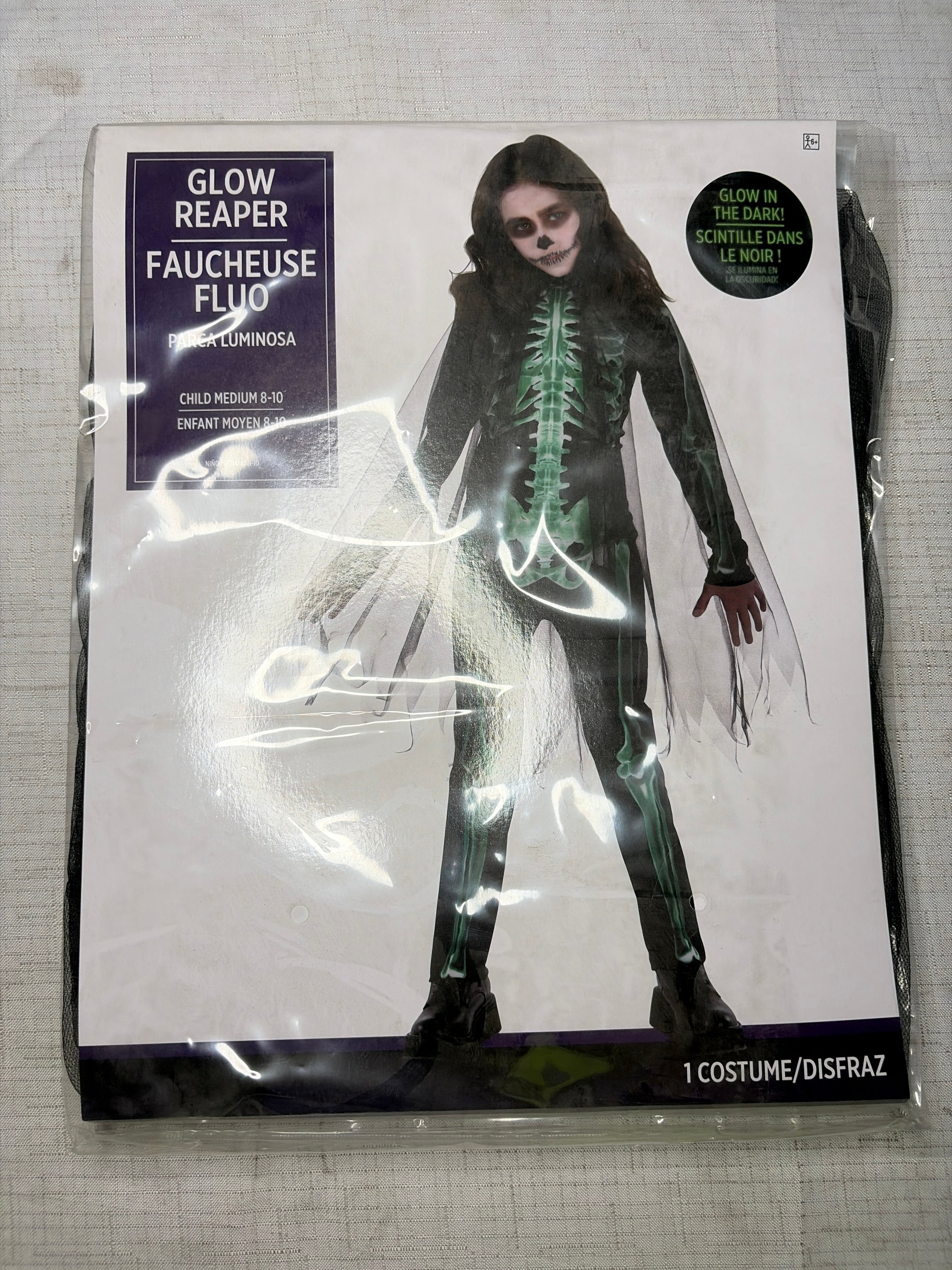 Glow Reaper Skeleton Halloween Costume for Girls