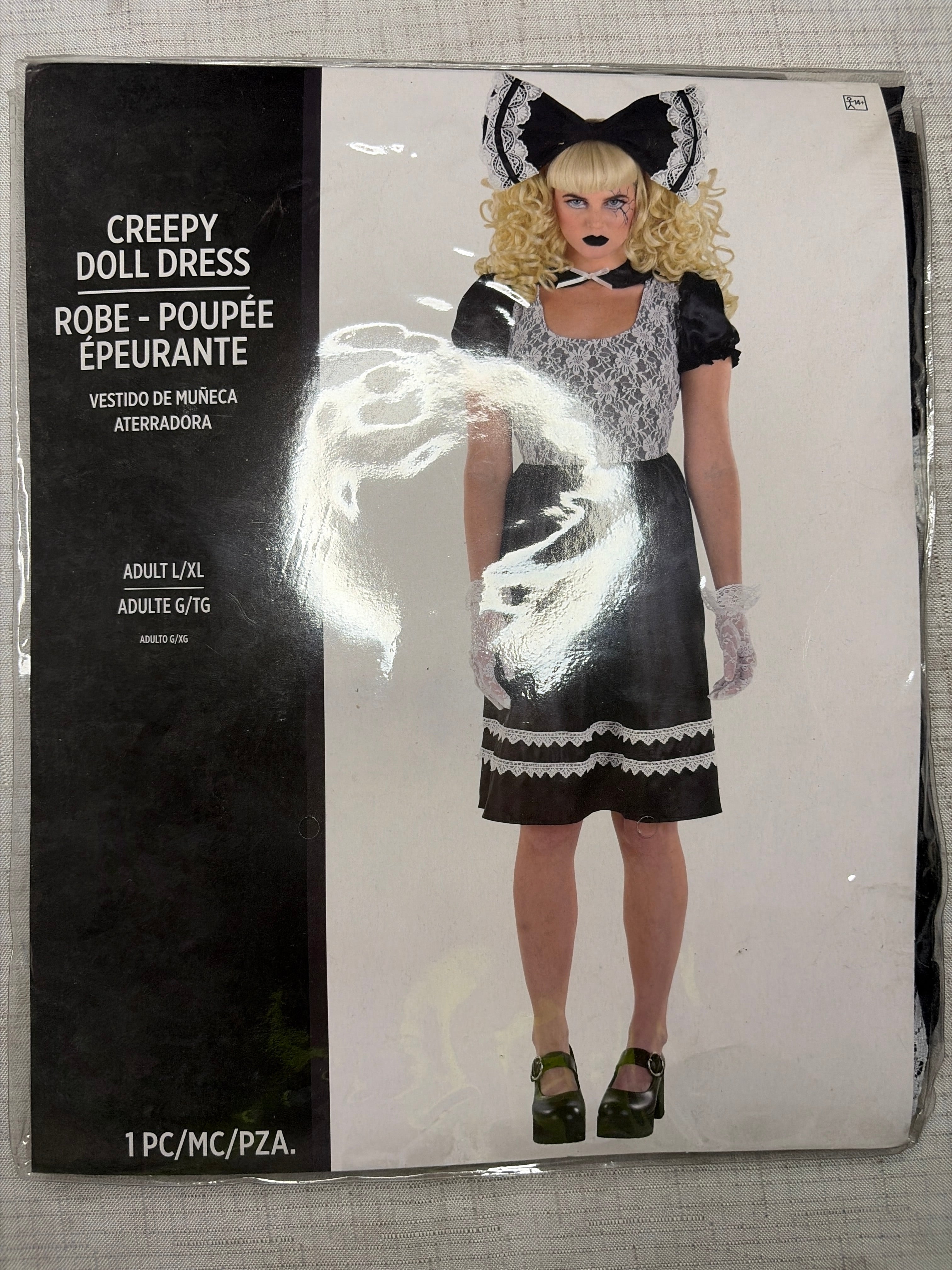 Dark Creepy Doll Gothic Lace Dress - Perfect for Halloween - Adult L/XL