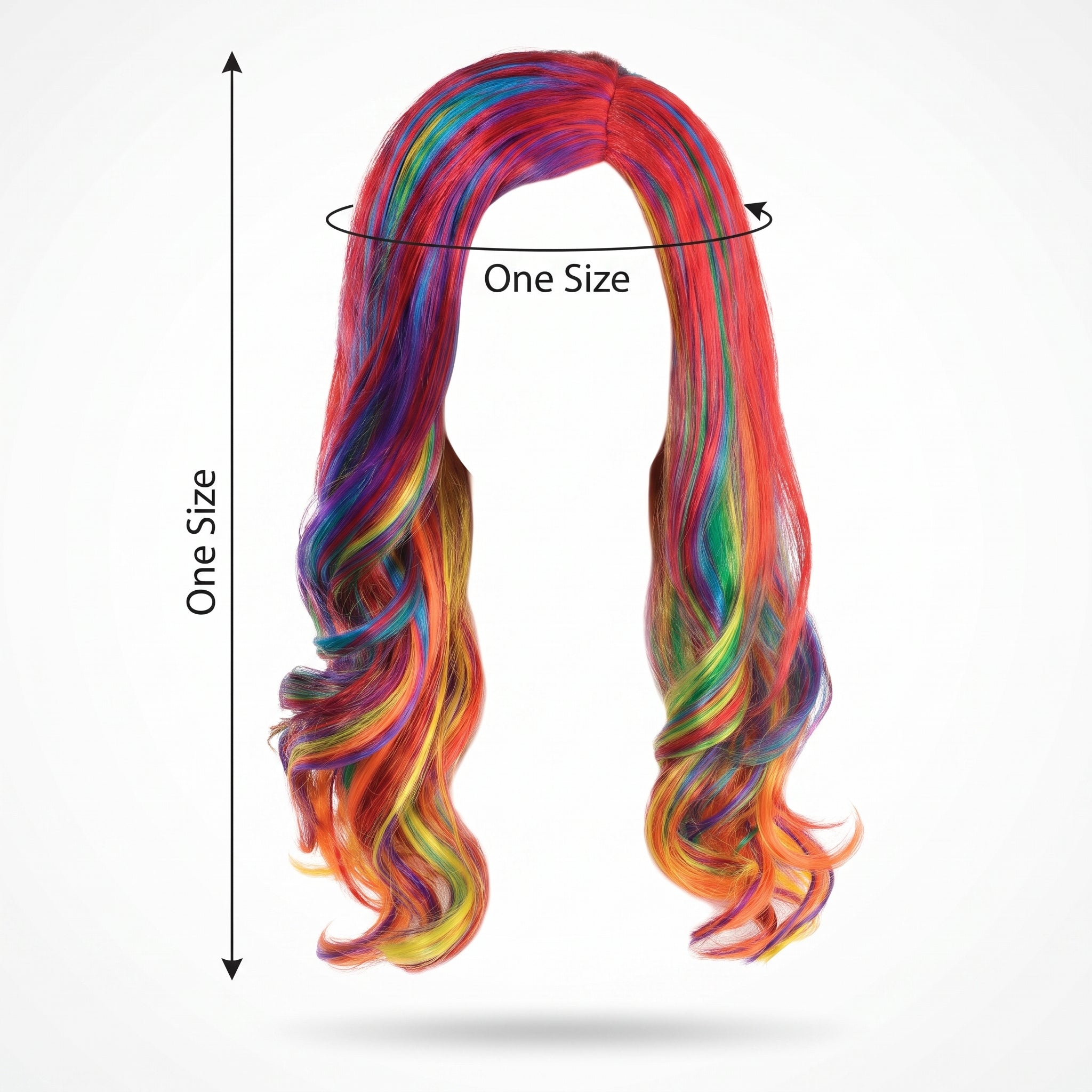 Glam Rainbow Wig - Vibrant Long Wavy Costume Accessory
