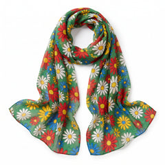 Vibrant Floral Hippie Headscarf - 1960s Costume Accessory