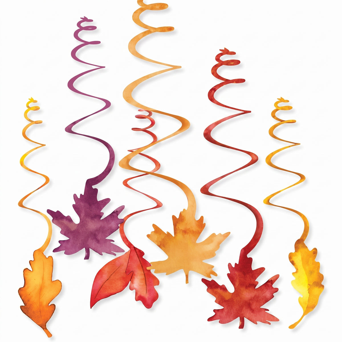 Autumn Harvest Swirl Hanging Decorations - Multi-Colored Leaf Design