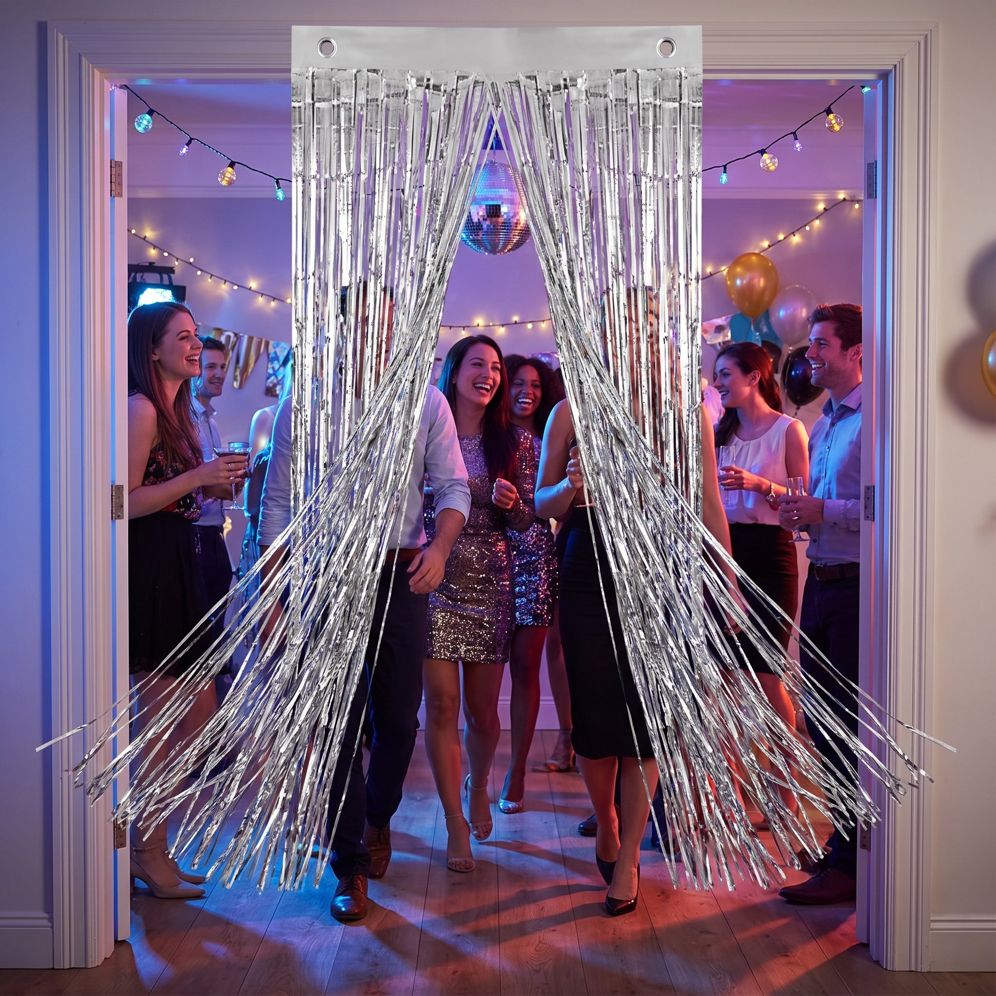 Silver Metallic Door Curtain - 3' x 8'