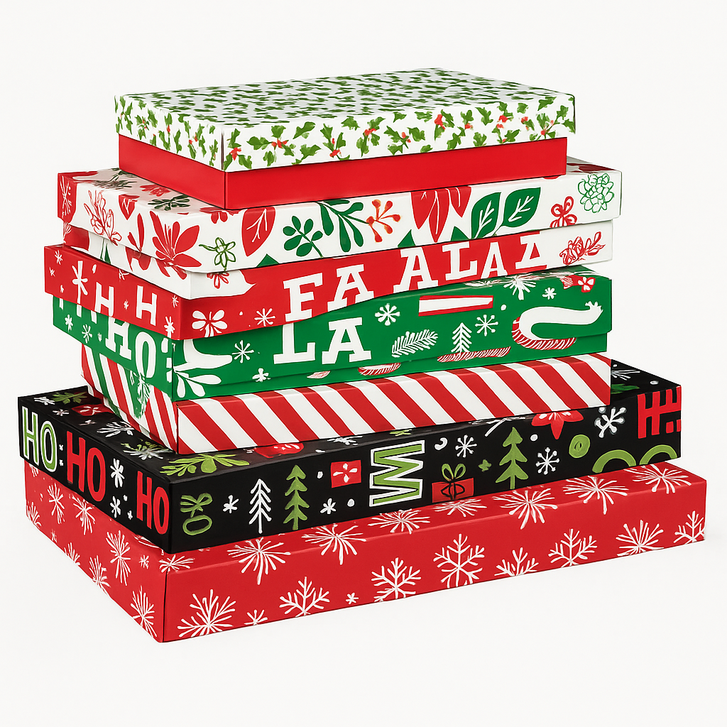 Festive Assorted Christmas Gift Boxes - 8 Piece Set