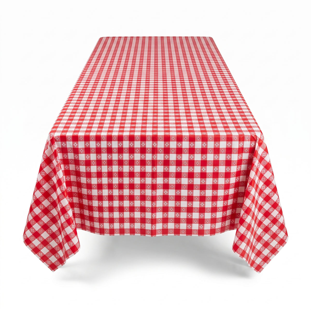 Red Gingham Plastic Table Cover - 54" x 108"
