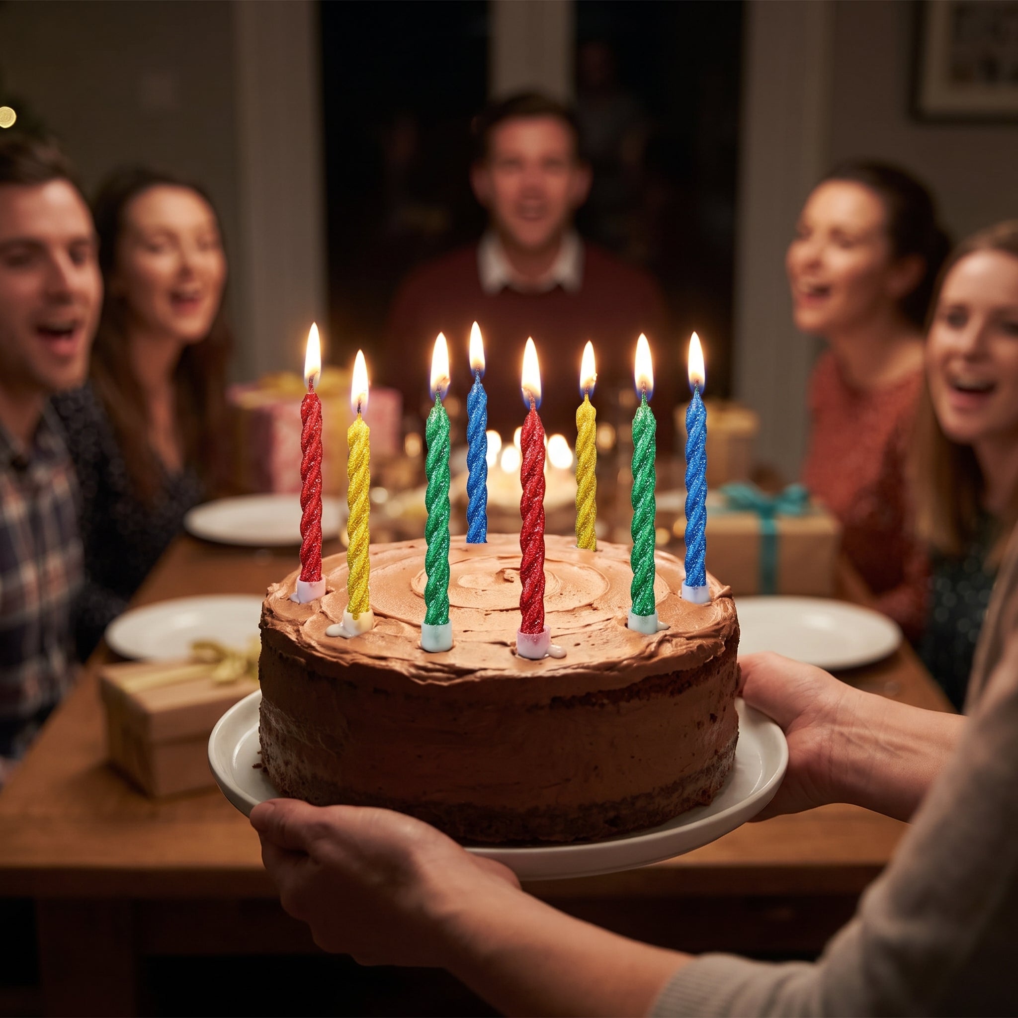 Large Glitter Spiral Birthday Candles - Primary Colors