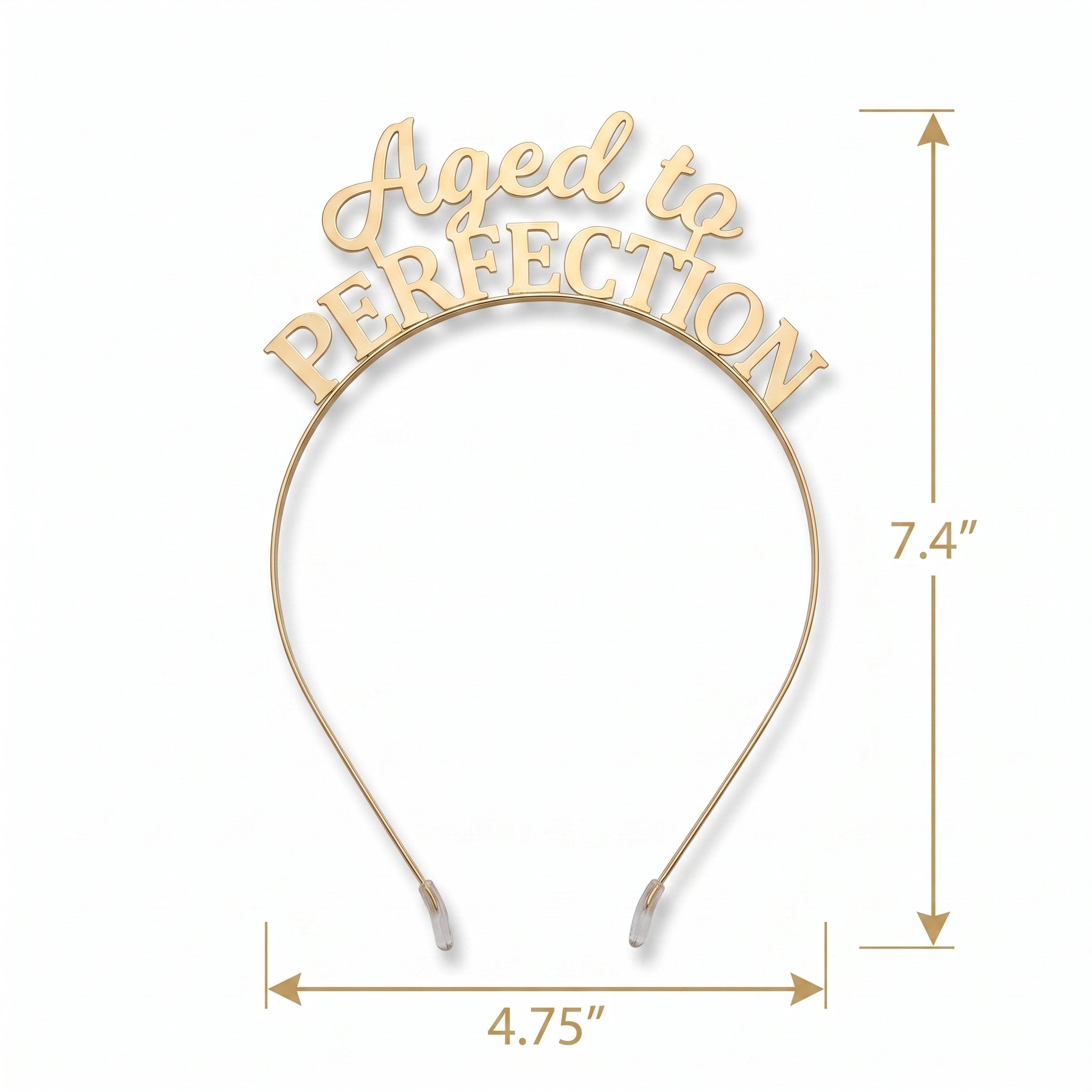 "Aged to Perfection" Golden Metal Headband for Birthdays