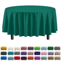 Premium Round Dark Green Plastic Table Cover | Case of 96