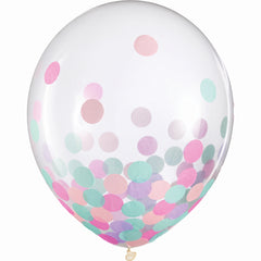 Lavender, Pink & Turquoise Confetti Balloons - 12", 6-Pack