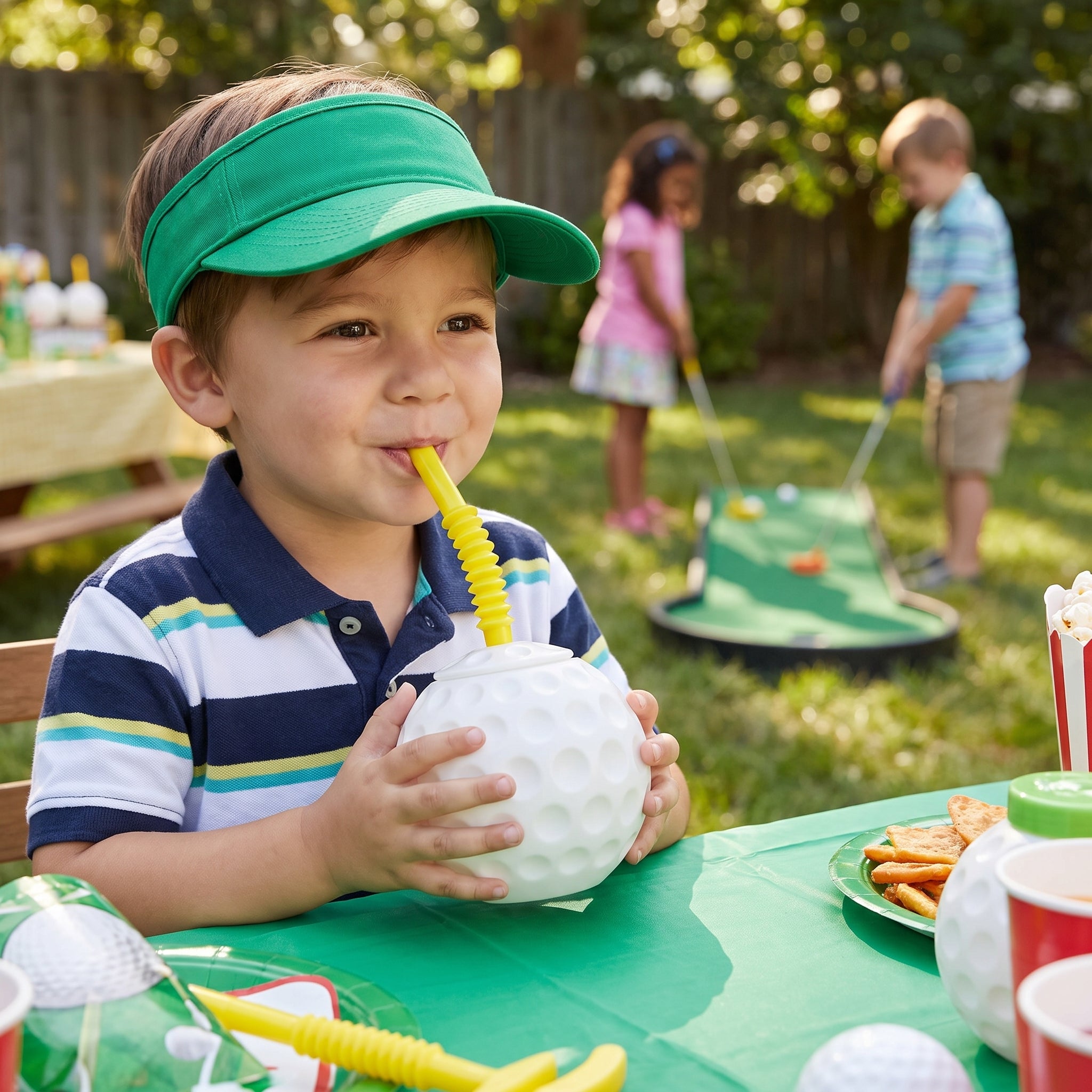 Golf Ball Sippy Cup with Straw