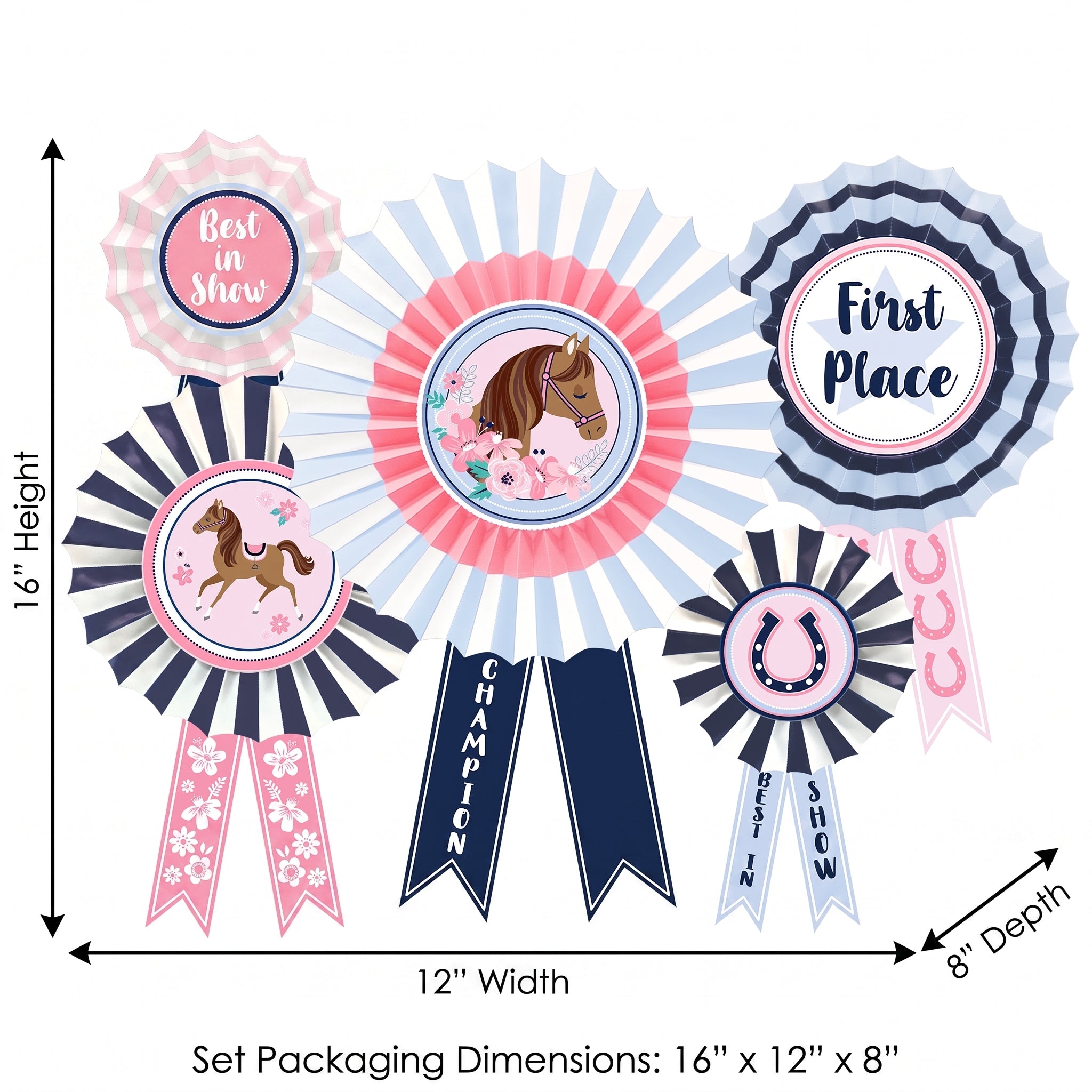 Saddle Up Award Ribbon Fan Decorations for Kids' Birthday Party
