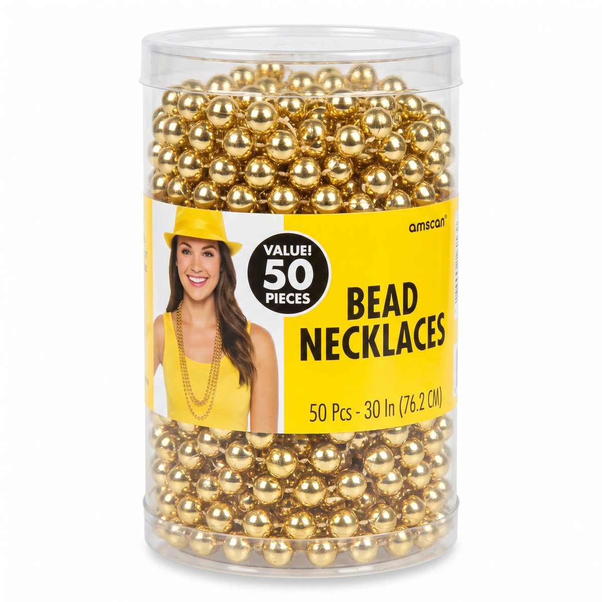 Gold Bead Necklaces - 50 Pack, 30-Inch Party Accessories