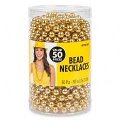 Gold Bead Necklaces - 50 Pack, 30-Inch Party Accessories