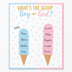 "What's the Scoop?" Ice Cream Gender Reveal Activity Chart