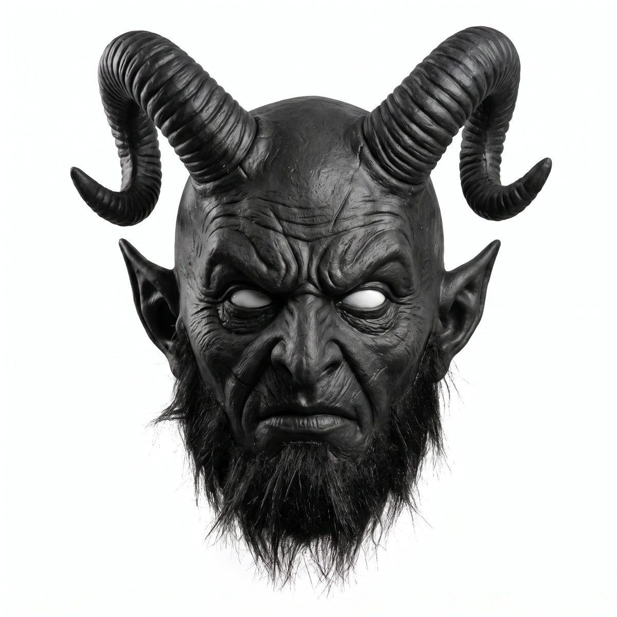 Sinister Black Devil Mask - Halloween Horror Prop