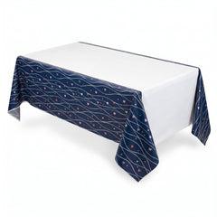 Navy Love Plastic Table Cover - Elegant Wedding Decoration, 54x102-Inch