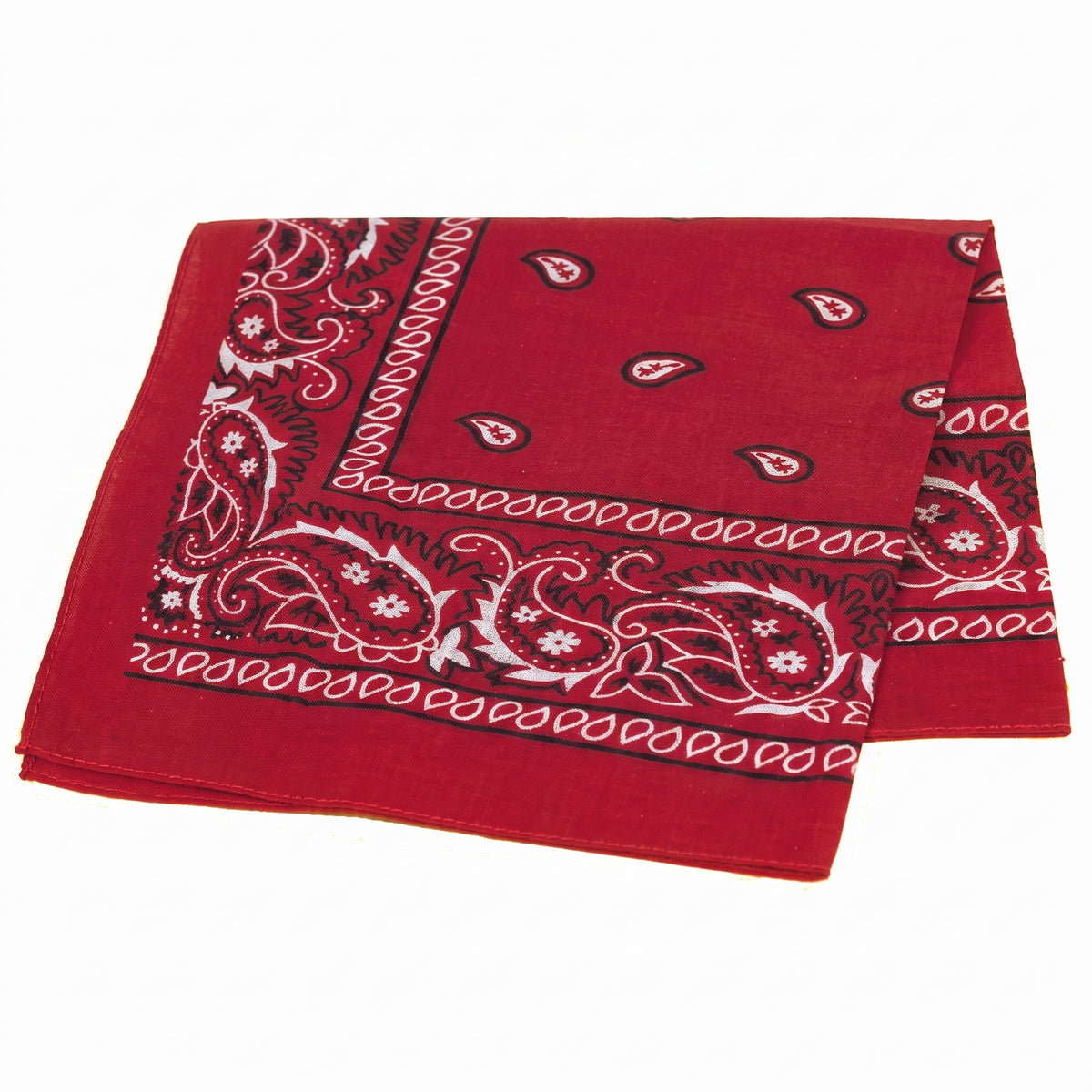 Vibrant Red Paisley Bandana - 20" Square