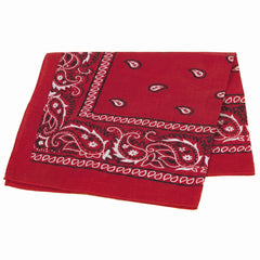 Vibrant Red Paisley Bandana - 20" Square