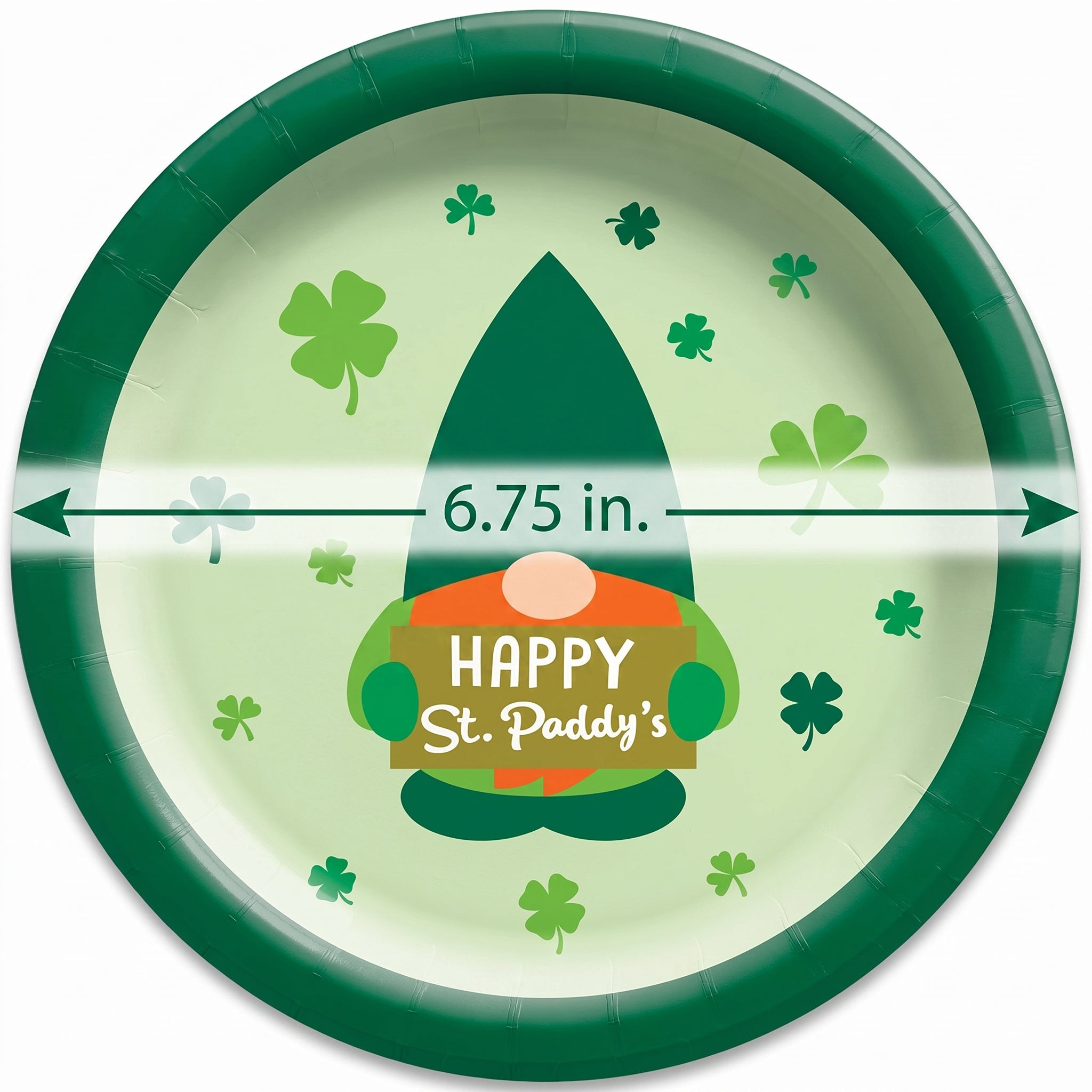St. Patrick's Day Gnome Paper Plates - 6.75"