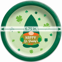 St. Patrick's Day Gnome Paper Plates - 6.75"