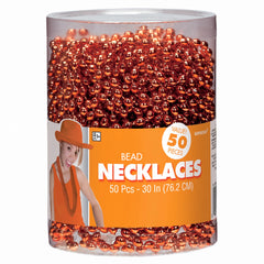 Orange Bead Necklace Pack - 50 Pieces, 30-Inch Length