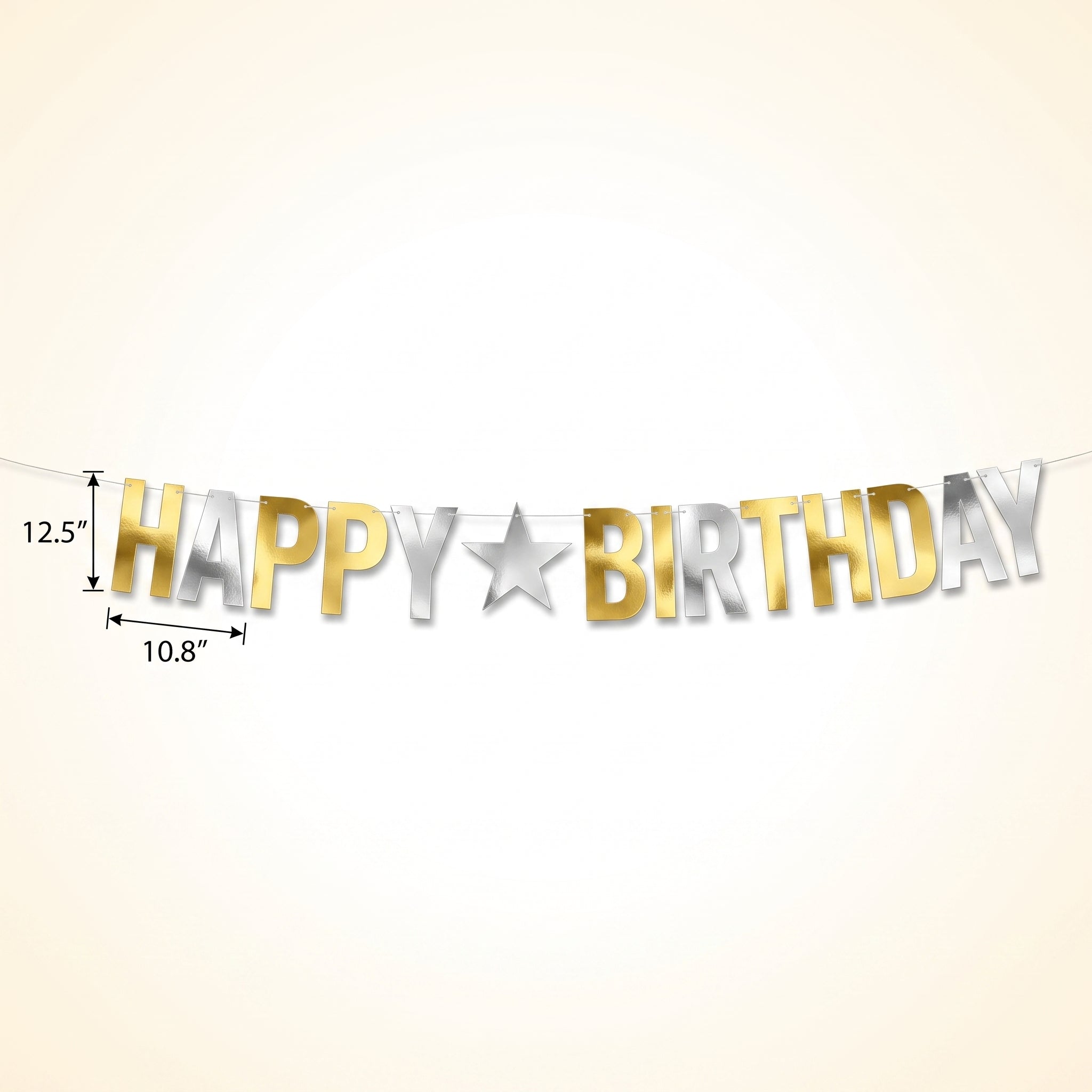 Giant Metallic Gold and Silver "Happy Birthday" Banner