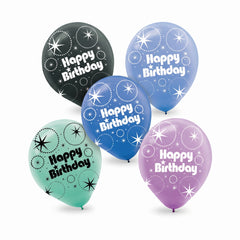"Time to Party" 12" Happy Birthday Latex Balloons