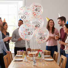 Bright Pastel 40th Birthday Latex Balloons, 12-Inch, 5-Pack