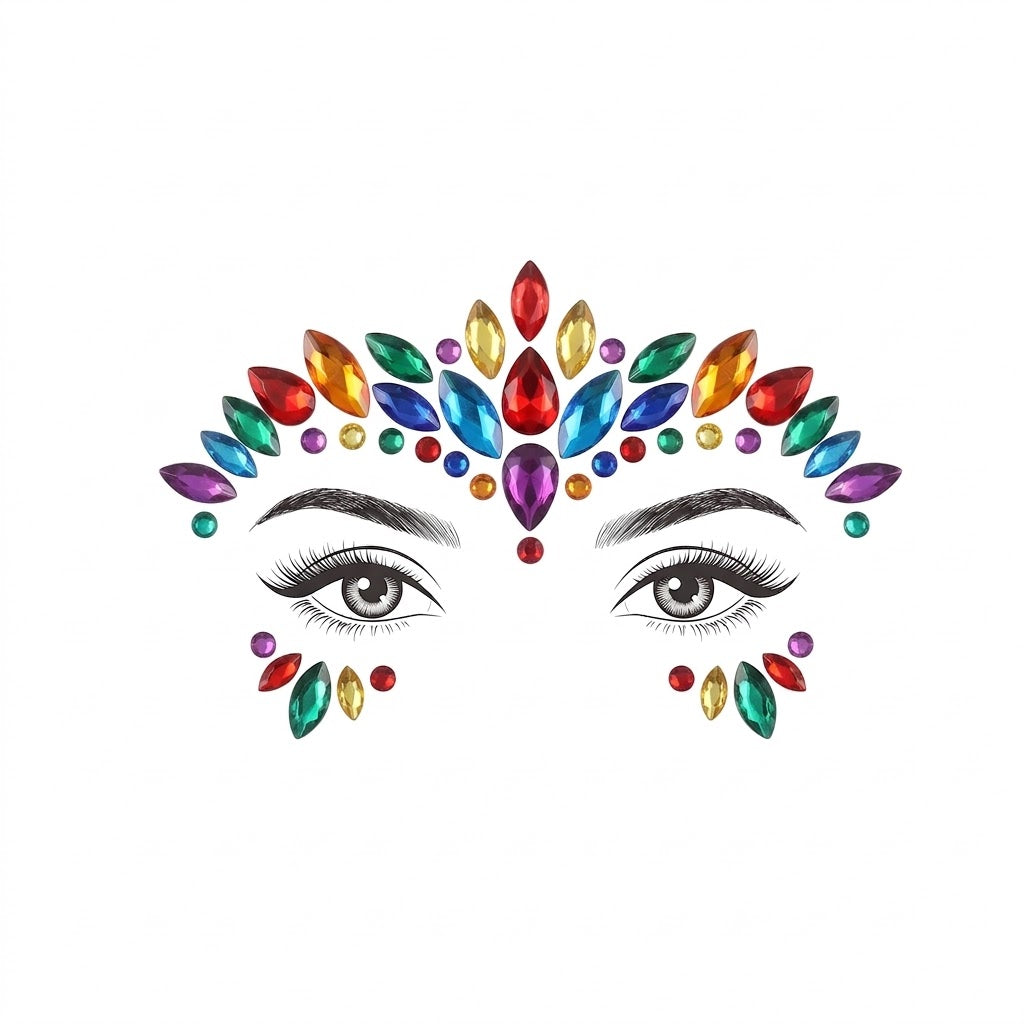 Rainbow Face Jewels - Self-Adhesive Costume Accessories