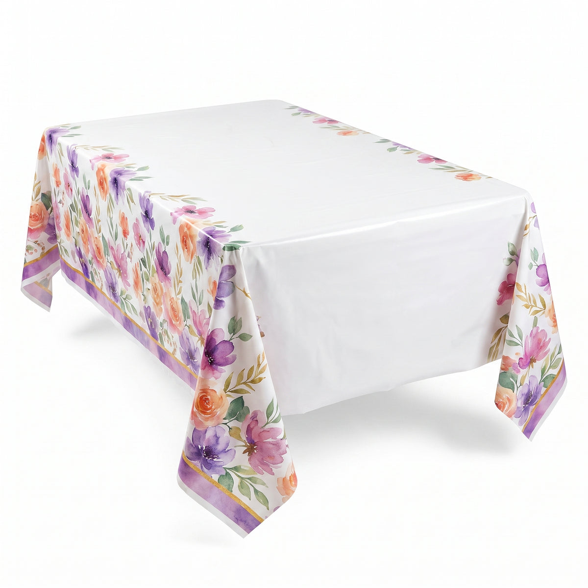 Romantic Floral Plastic Table Cover - 54"x84" for Weddings & Showers