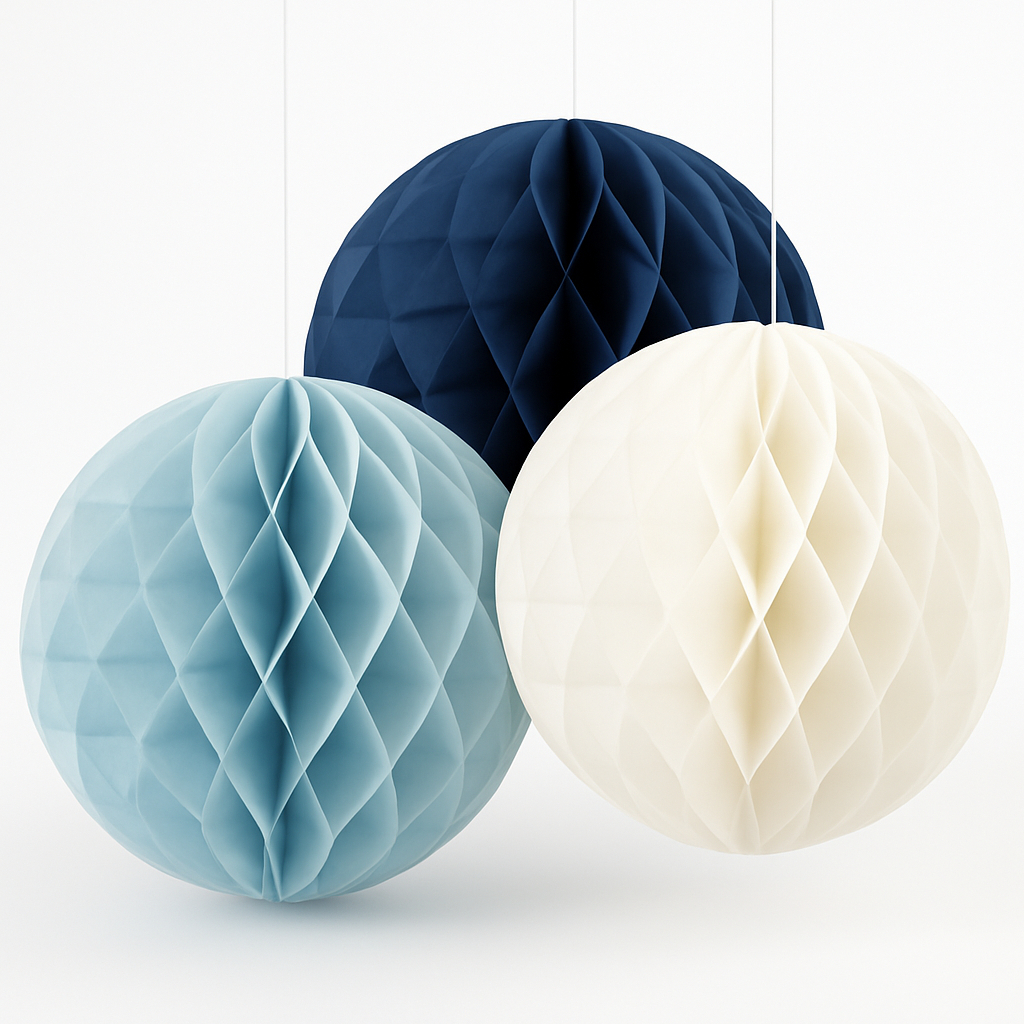 Elegant Blue Honeycomb Paper Decorations - 10" (3 Pack)
