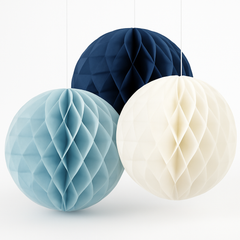 Elegant Blue Honeycomb Paper Decorations - 10" (3 Pack)