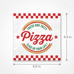 "Fresh and Tasty" Pizza Party Luncheon Napkins - 6.5 In. x 6.5 In. - 16 Pack