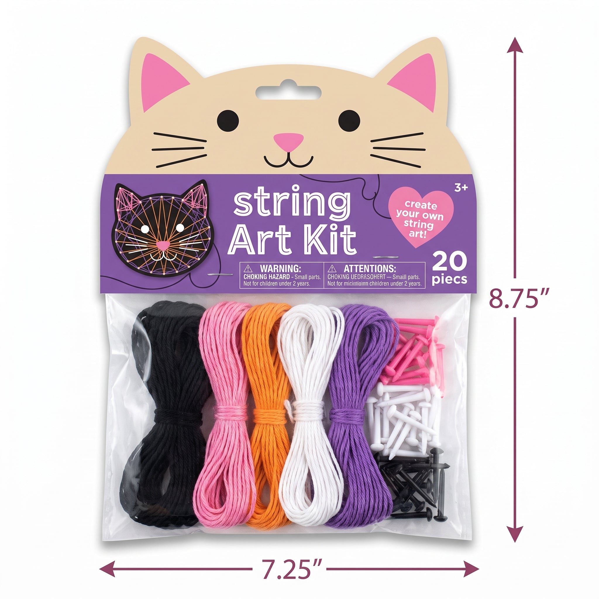Kitty Cat String Art Kit - Multi-Coloured Craft Set for Kids