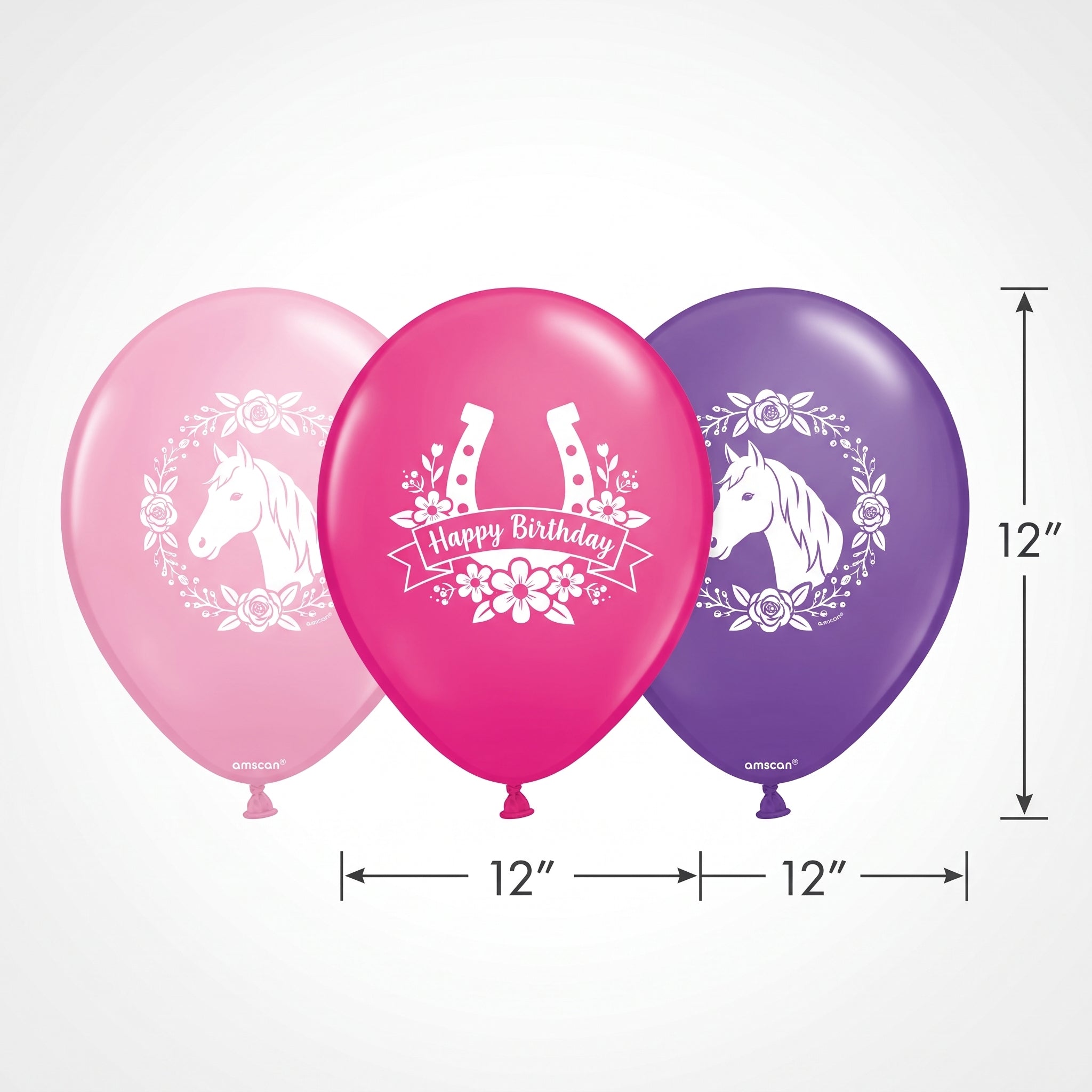 Saddle Up Western Theme Latex Balloons, Pink/Purple, 12-Inch, 6-Pack