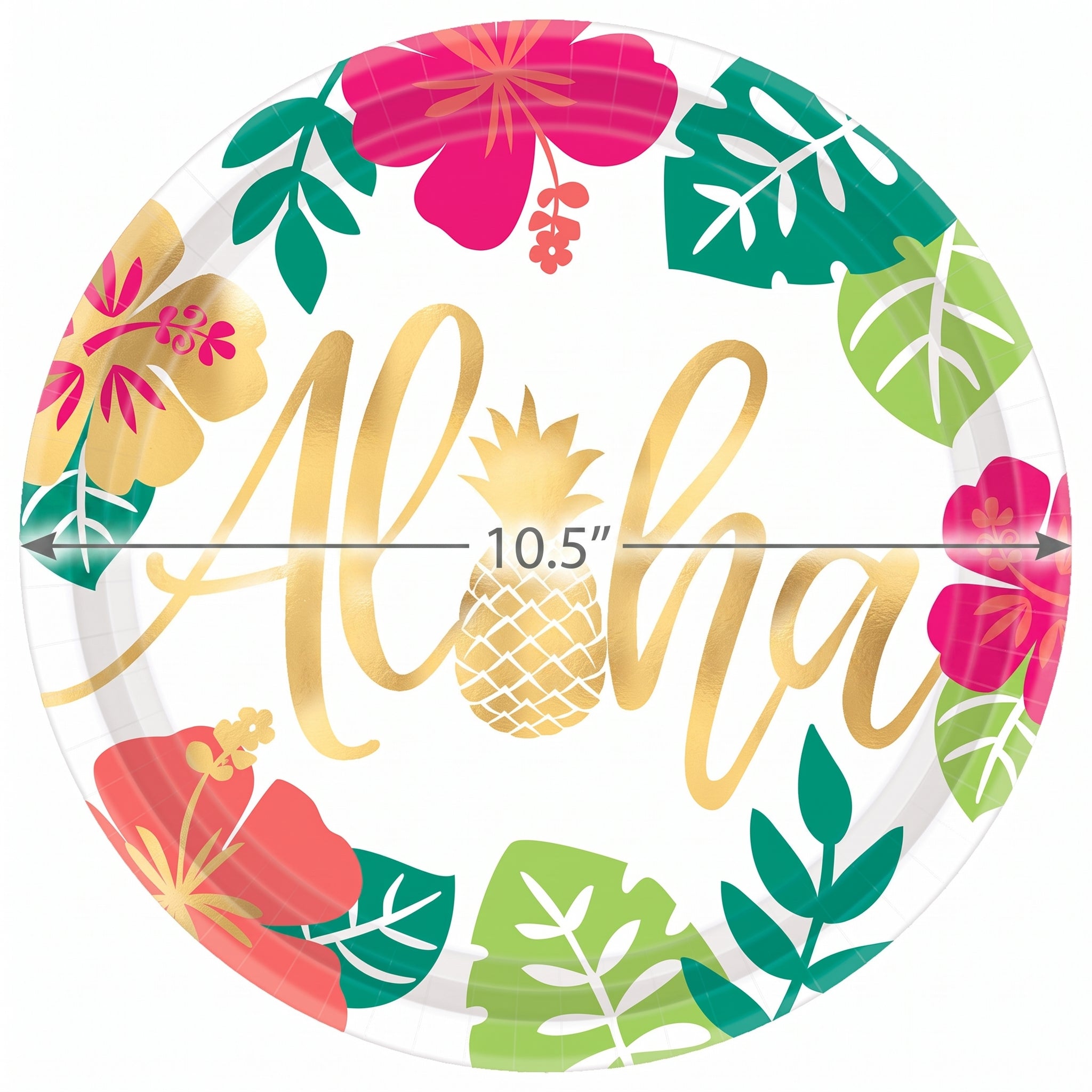 Aloha Tropical Floral Paper Plates, 10.5-Inch, 8-Pack - 10.5 in.