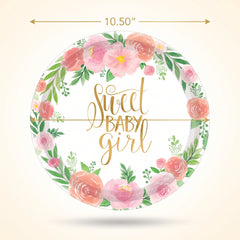 Floral "Sweet Baby Girl" Paper Dinner Plates - 10.5", 8-Pack