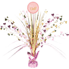 "It's a Girl!" Metallic Gold & Pink Spray Centerpiece - 18"