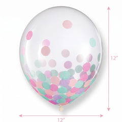 Lavender, Pink & Turquoise Confetti Balloons - 12", 6-Pack