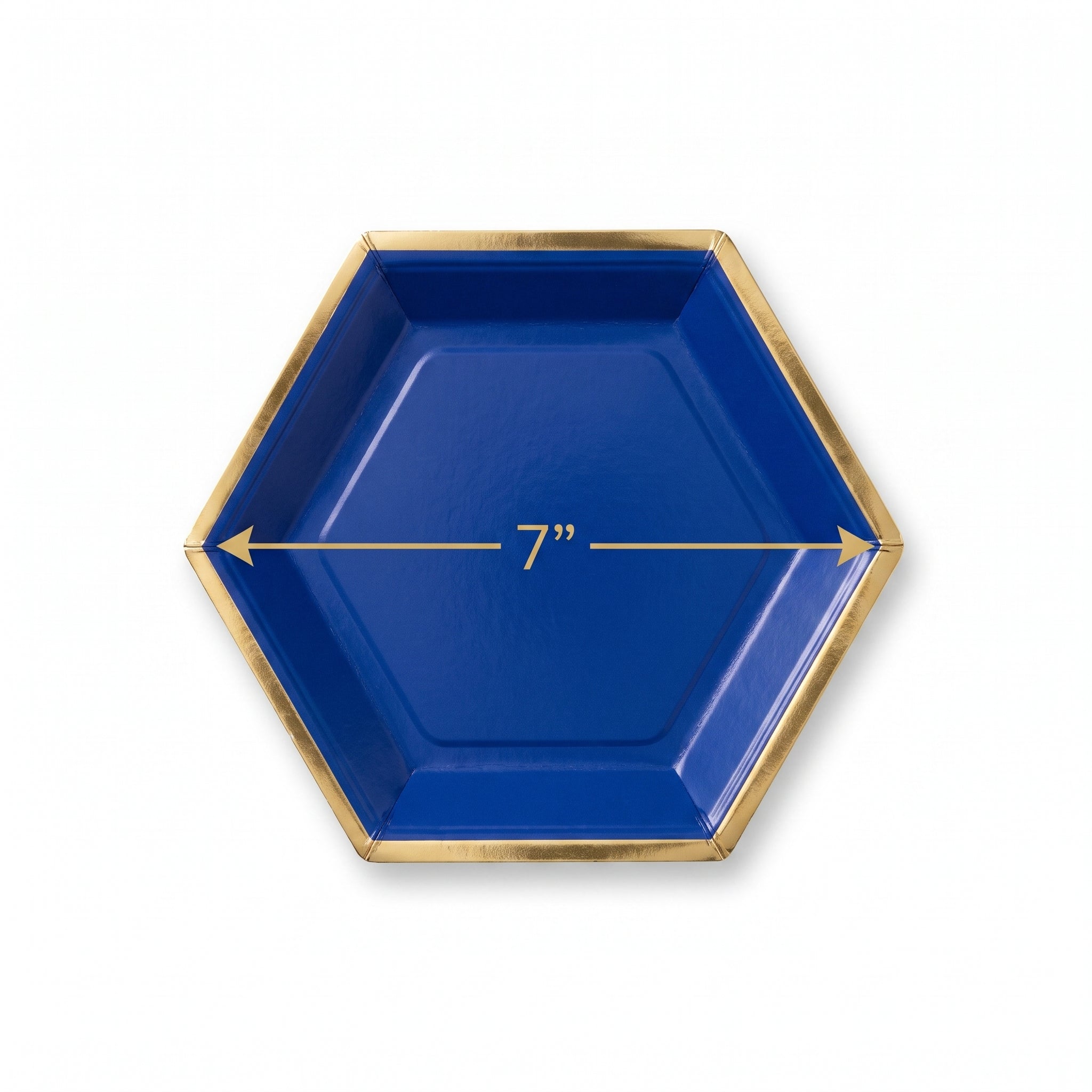 Royal Blue Metallic Hexagon Party Plates - 7"