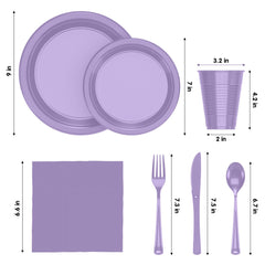 182 Pcs Lavender Plastic Dinnerware Set | Setting for 26