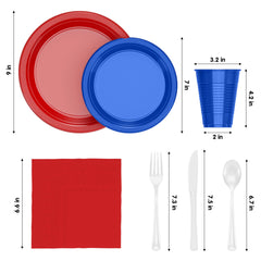 356 Piece Combo American Flag Themed Tableware Combo With Tablecloth