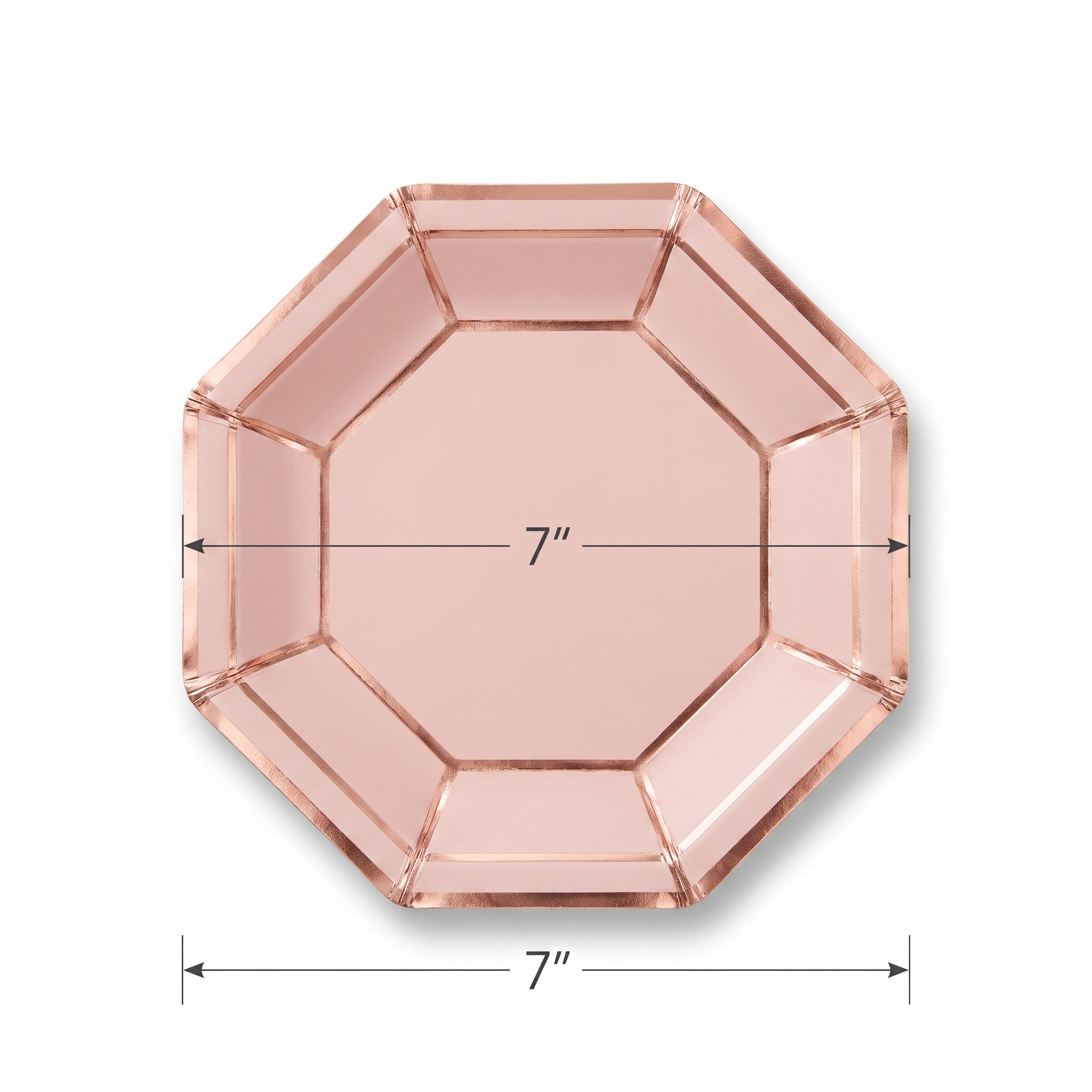 Metallic Blush & Rose Gold 7" Octagonal Dessert Plates - 8 Pack