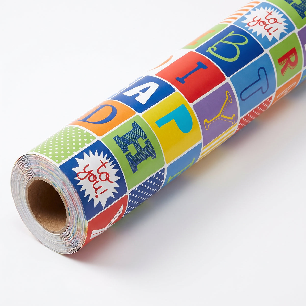 Vibrant Checkered Happy Birthday Wrapping Paper Roll, 16 ft
